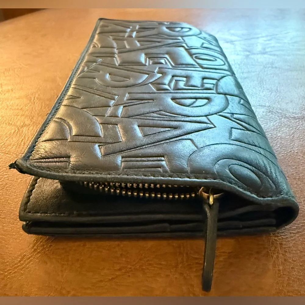 Salvatore Ferragamo Embossed Leather Long Wallet Black Made in Italy - Picture 6 of 11